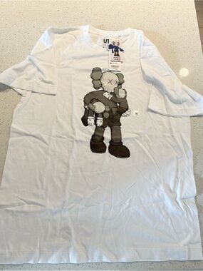 KAWS x UNIQLO White Tee with Blue and Black Graphic